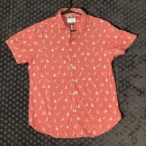 Ricky Singh Denim & Flower Cactus Man Nautical Button Down Shirt size Small